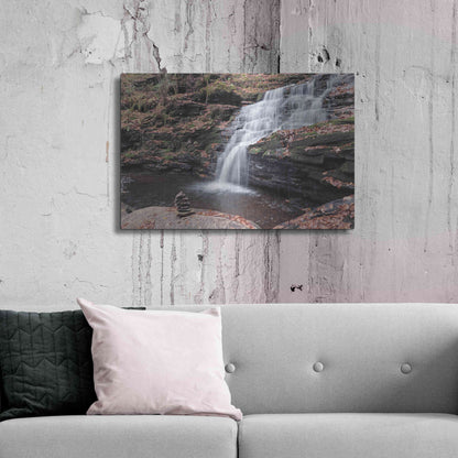 Luxe Metal Art 'Peaceful Day at Mohican Falls' by Lori Deiter, Metal Wall Art,36x24