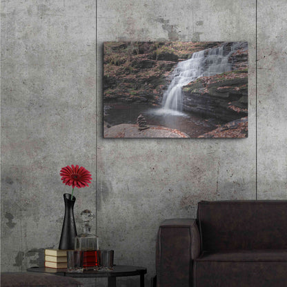 Luxe Metal Art 'Peaceful Day at Mohican Falls' by Lori Deiter, Metal Wall Art,36x24