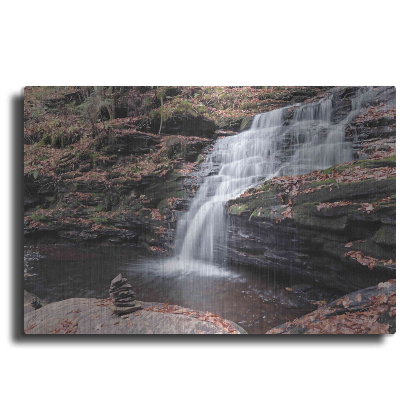 Luxe Metal Art 'Peaceful Day at Mohican Falls' by Lori Deiter, Metal Wall Art