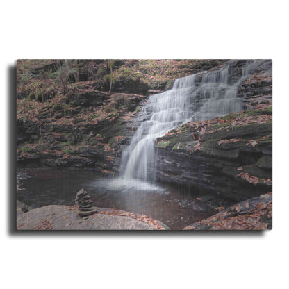 Luxe Metal Art 'Peaceful Day at Mohican Falls' by Lori Deiter, Metal Wall Art