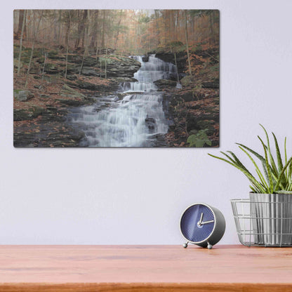 Luxe Metal Art 'Waterfall Steps at Pigeon Run' by Lori Deiter, Metal Wall Art,16x12