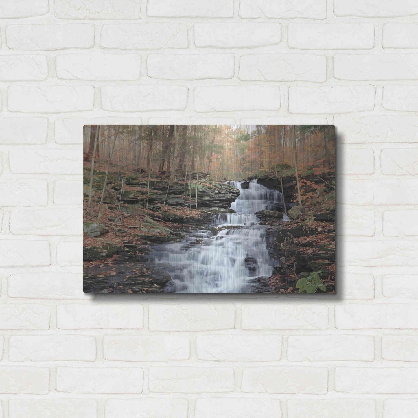 Luxe Metal Art 'Waterfall Steps at Pigeon Run' by Lori Deiter, Metal Wall Art,24x16