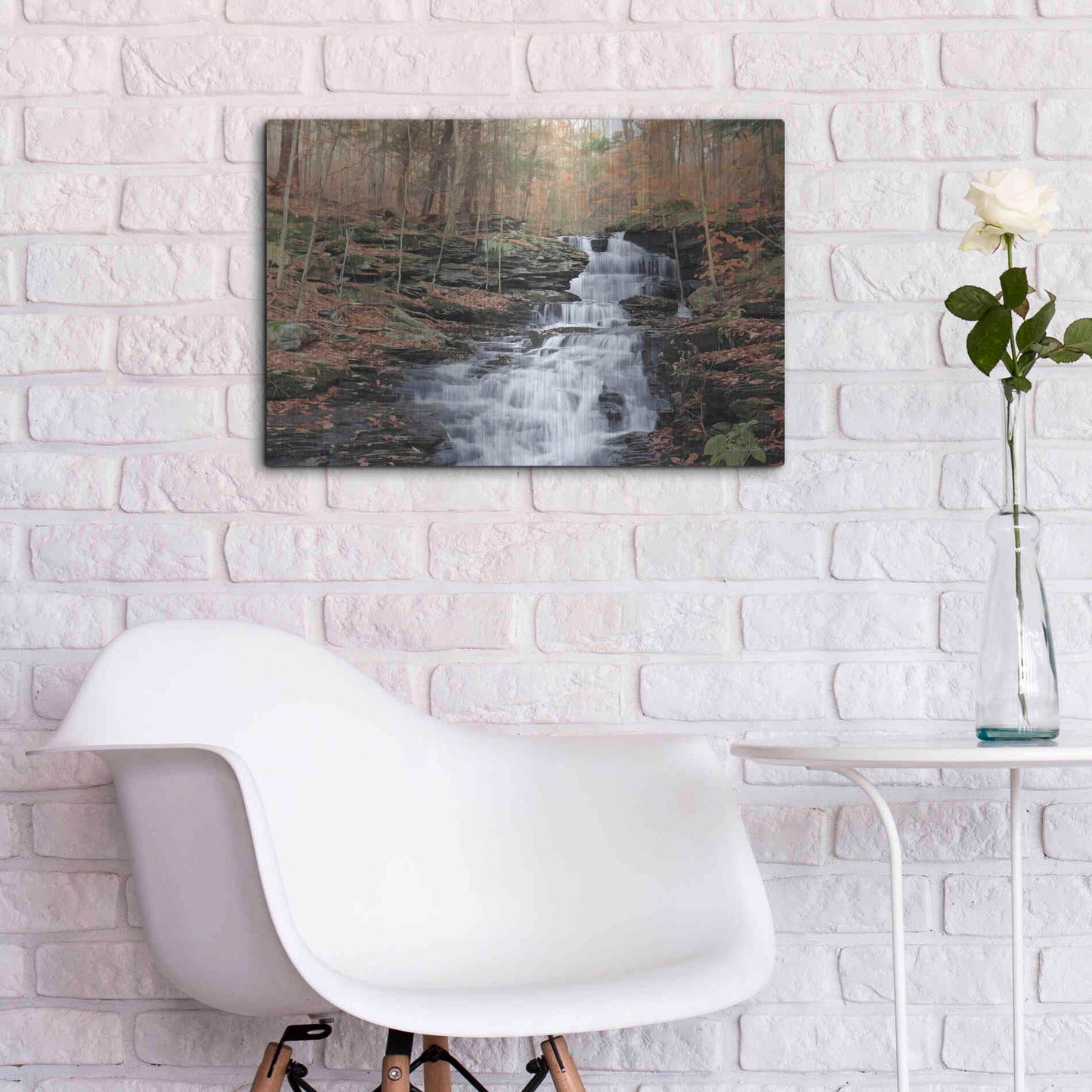 Luxe Metal Art 'Waterfall Steps at Pigeon Run' by Lori Deiter, Metal Wall Art,24x16