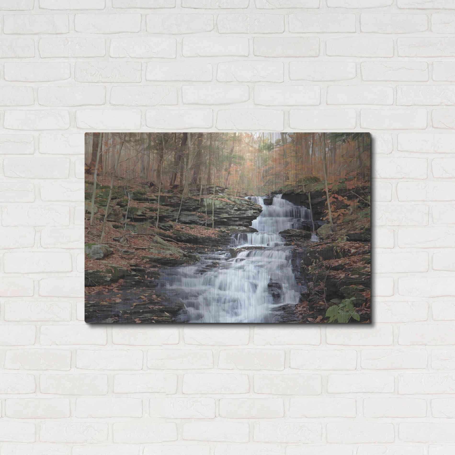 Luxe Metal Art 'Waterfall Steps at Pigeon Run' by Lori Deiter, Metal Wall Art,36x24