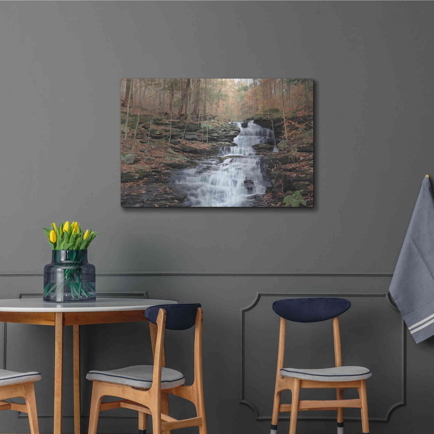 Luxe Metal Art 'Waterfall Steps at Pigeon Run' by Lori Deiter, Metal Wall Art,36x24