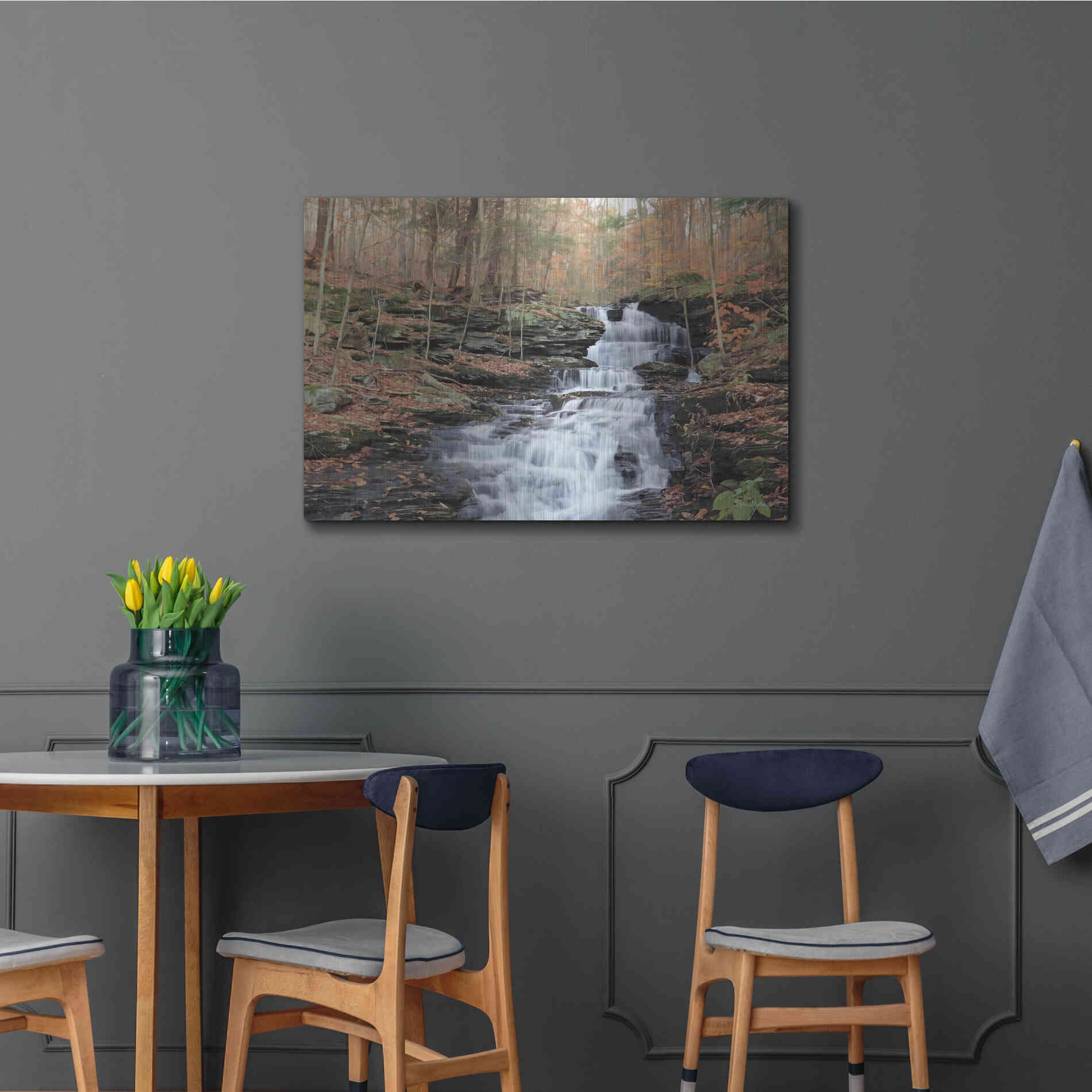 Luxe Metal Art 'Waterfall Steps at Pigeon Run' by Lori Deiter, Metal Wall Art,36x24