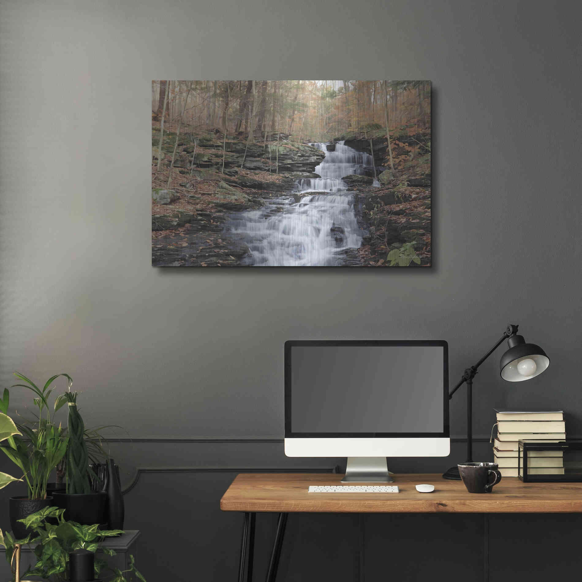 Luxe Metal Art 'Waterfall Steps at Pigeon Run' by Lori Deiter, Metal Wall Art,36x24