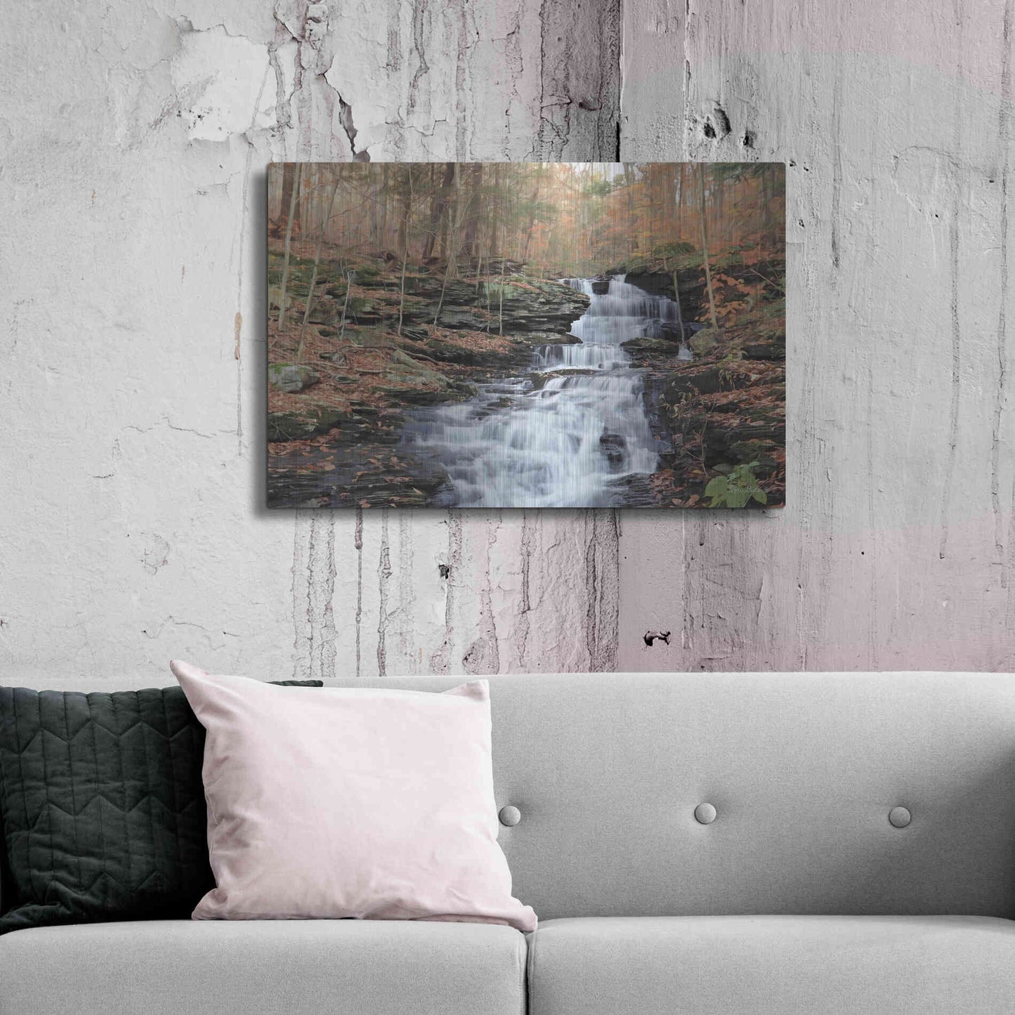 Luxe Metal Art 'Waterfall Steps at Pigeon Run' by Lori Deiter, Metal Wall Art,36x24