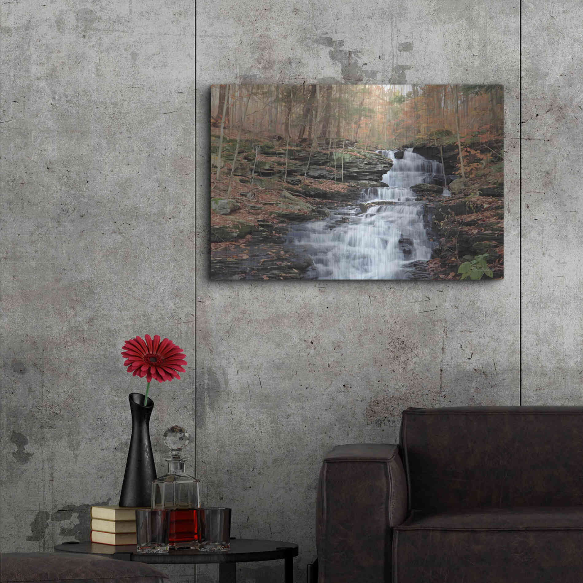 Luxe Metal Art 'Waterfall Steps at Pigeon Run' by Lori Deiter, Metal Wall Art,36x24