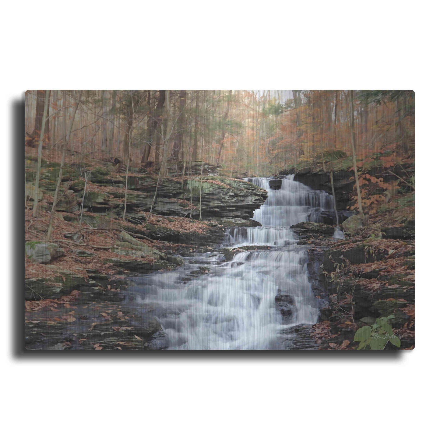 Luxe Metal Art 'Waterfall Steps at Pigeon Run' by Lori Deiter, Metal Wall Art