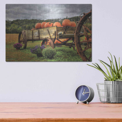 Luxe Metal Art 'Pumpkin Wagon' by Lori Deiter, Metal Wall Art,16x12