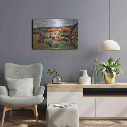 Luxe Metal Art 'Pumpkin Wagon' by Lori Deiter, Metal Wall Art,24x16