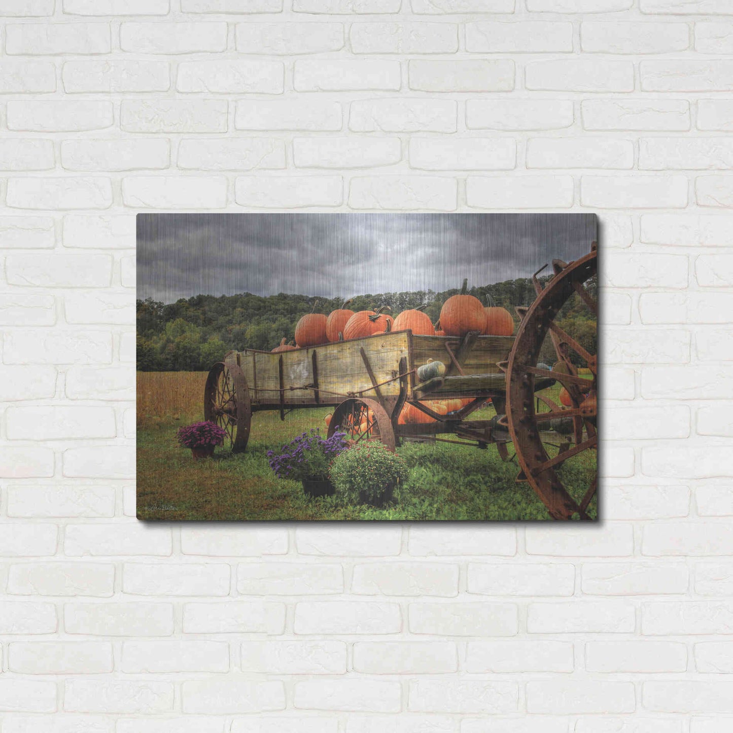 Luxe Metal Art 'Pumpkin Wagon' by Lori Deiter, Metal Wall Art,36x24