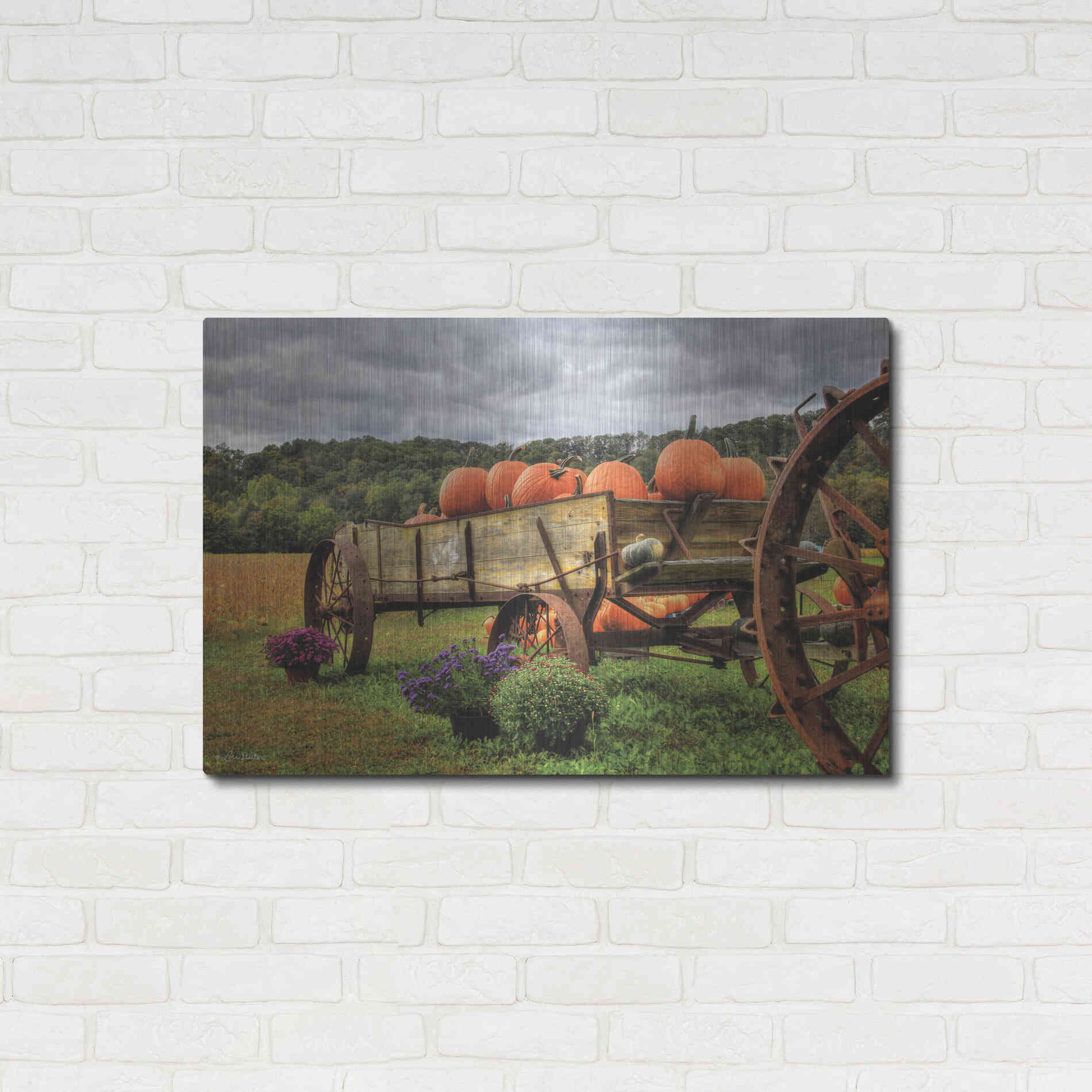 Luxe Metal Art 'Pumpkin Wagon' by Lori Deiter, Metal Wall Art,36x24