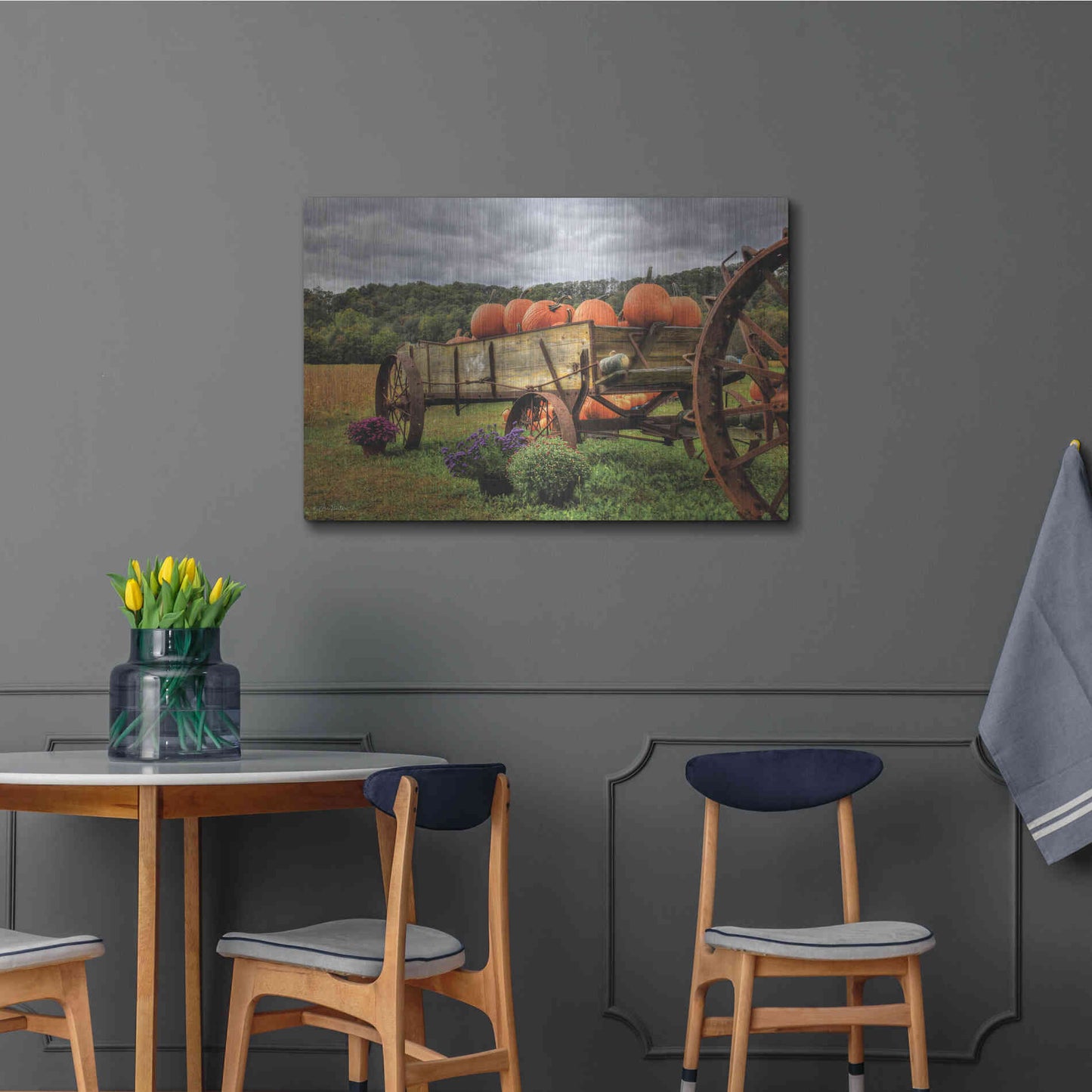 Luxe Metal Art 'Pumpkin Wagon' by Lori Deiter, Metal Wall Art,36x24