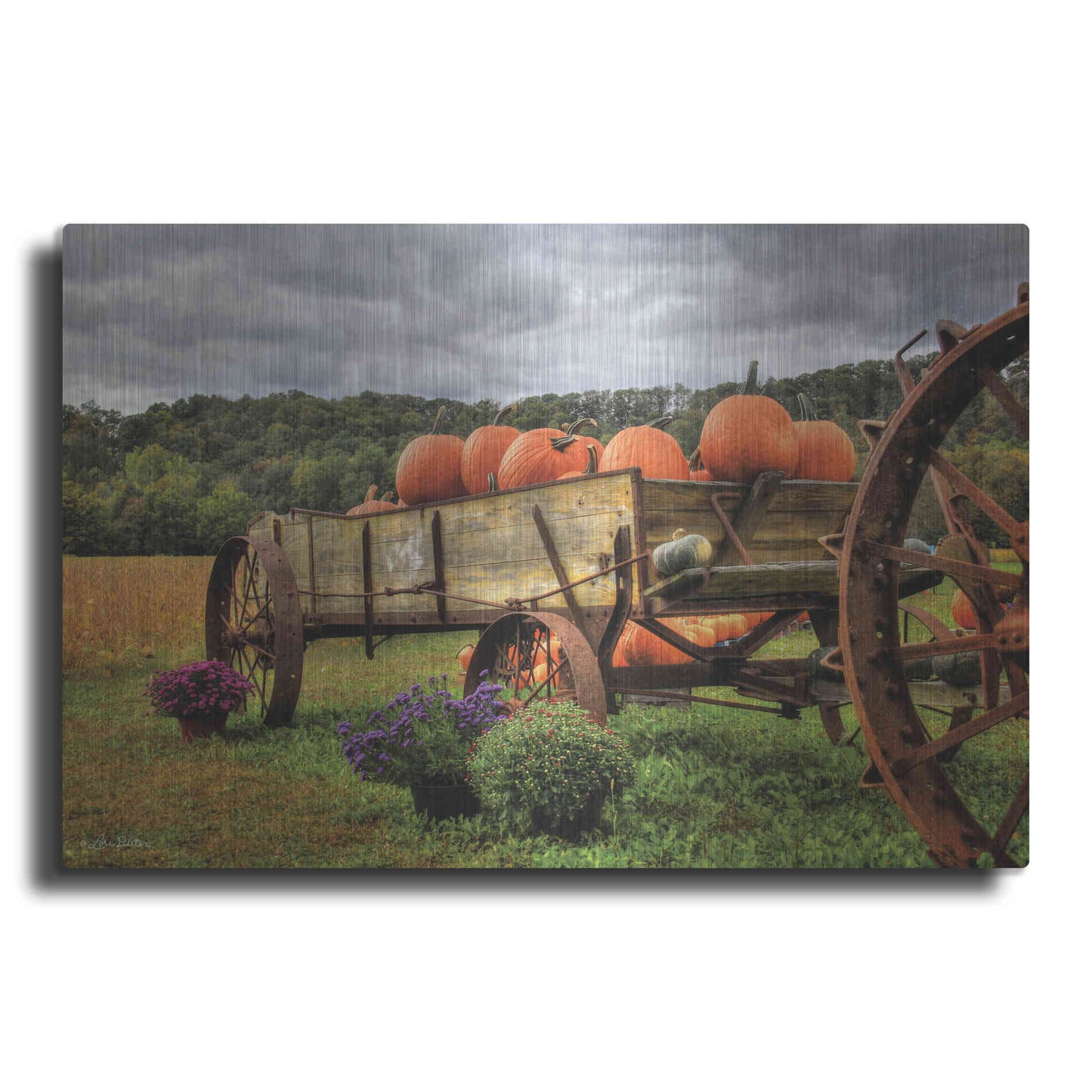 Luxe Metal Art 'Pumpkin Wagon' by Lori Deiter, Metal Wall Art