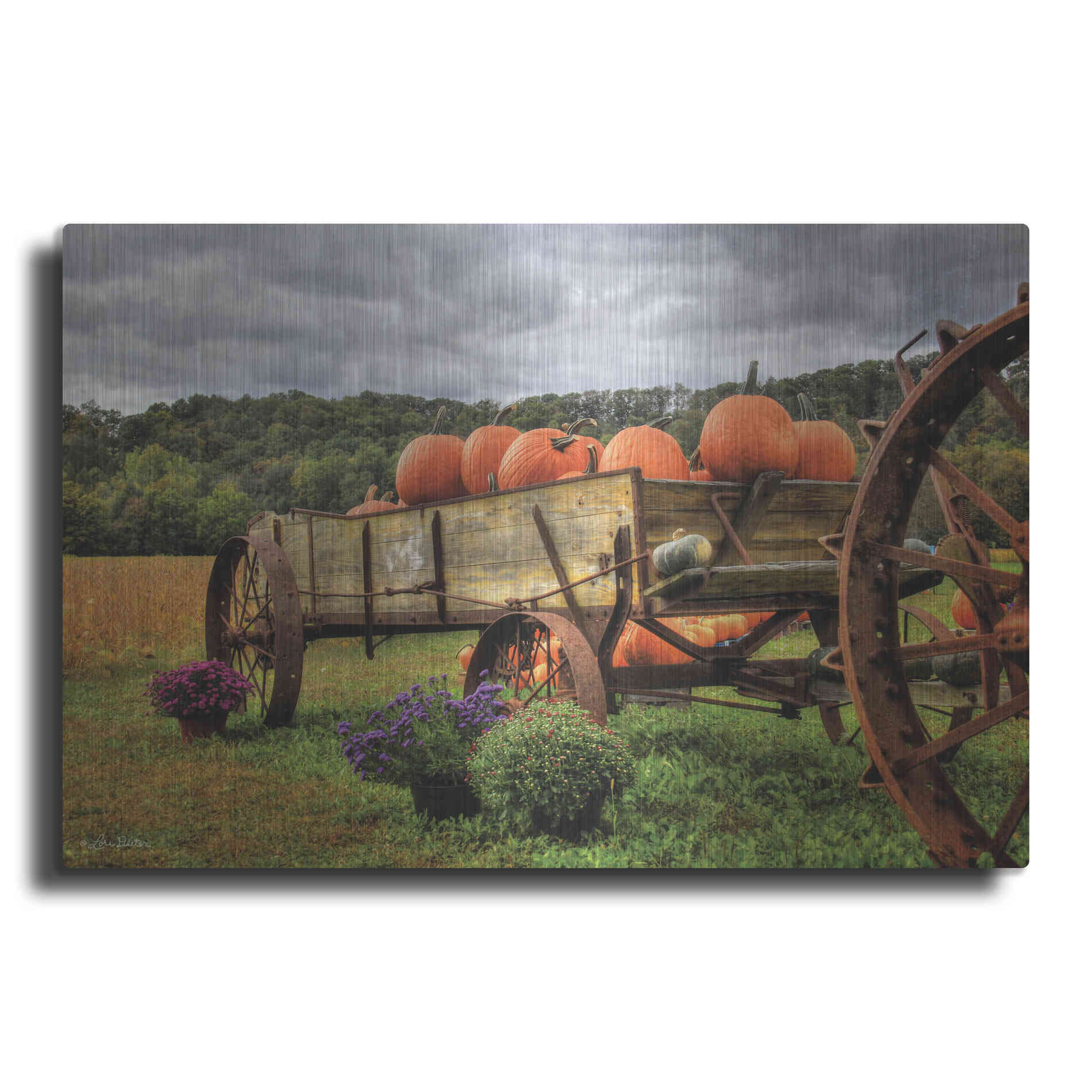 Luxe Metal Art 'Pumpkin Wagon' by Lori Deiter, Metal Wall Art