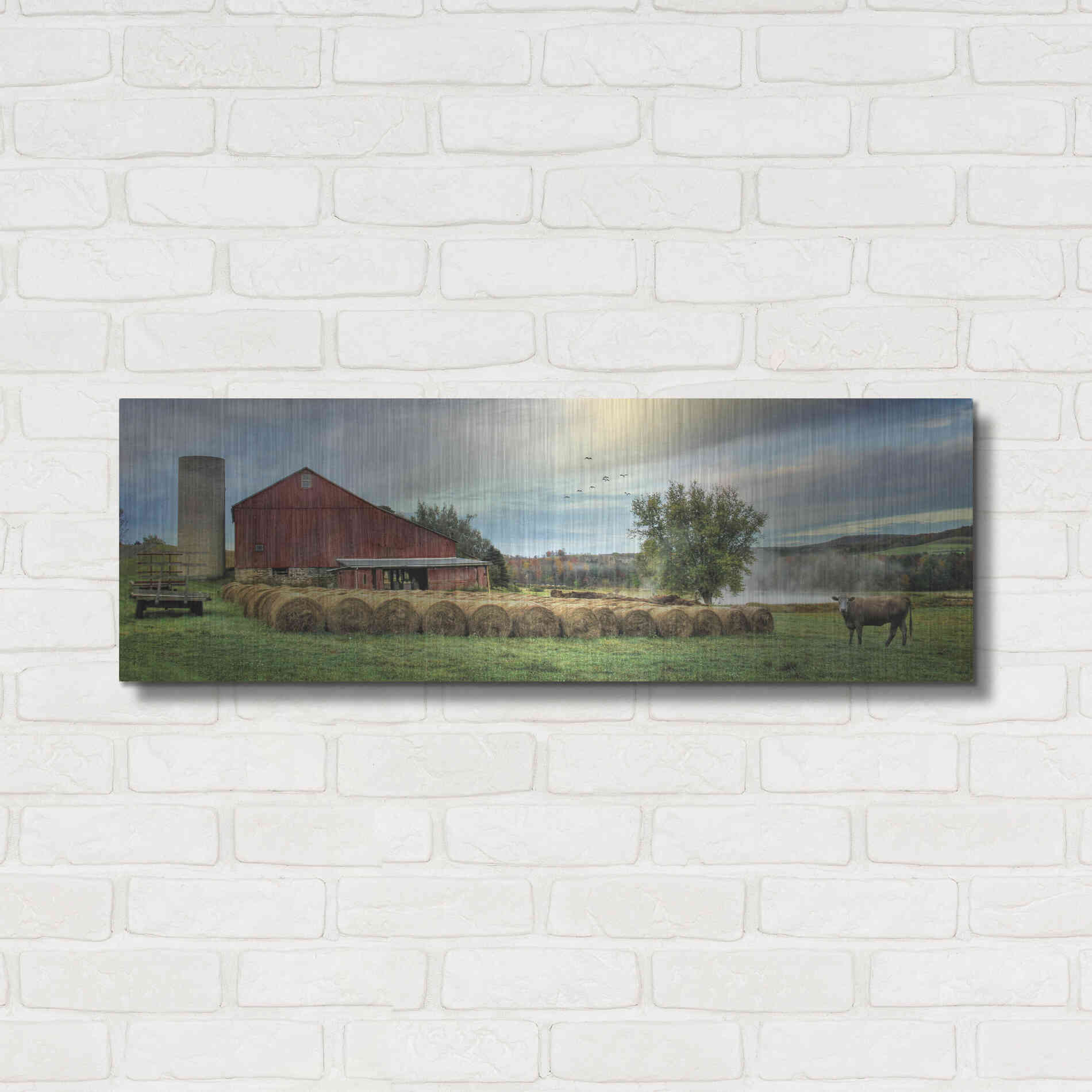 Luxe Metal Art 'Hay Harvest' by Lori Deiter, Metal Wall Art,36x12