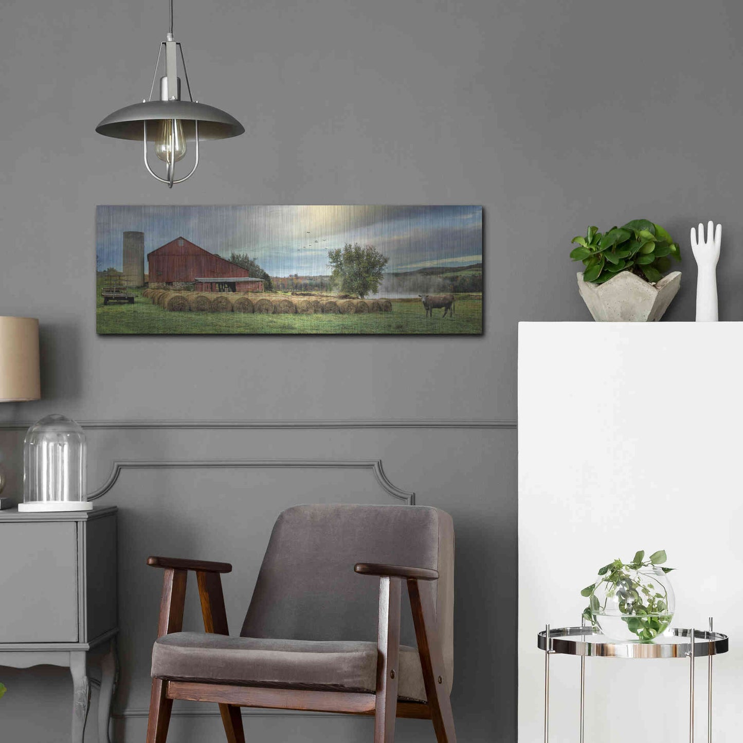 Luxe Metal Art 'Hay Harvest' by Lori Deiter, Metal Wall Art,36x12