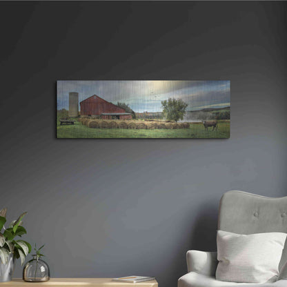 Luxe Metal Art 'Hay Harvest' by Lori Deiter, Metal Wall Art,36x12