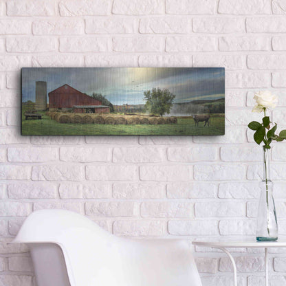 Luxe Metal Art 'Hay Harvest' by Lori Deiter, Metal Wall Art,36x12