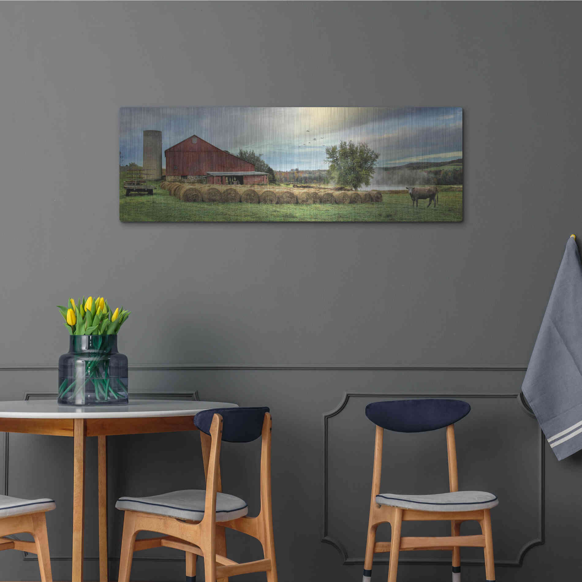 Luxe Metal Art 'Hay Harvest' by Lori Deiter, Metal Wall Art,48x16