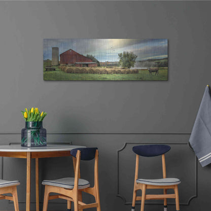 Luxe Metal Art 'Hay Harvest' by Lori Deiter, Metal Wall Art,48x16