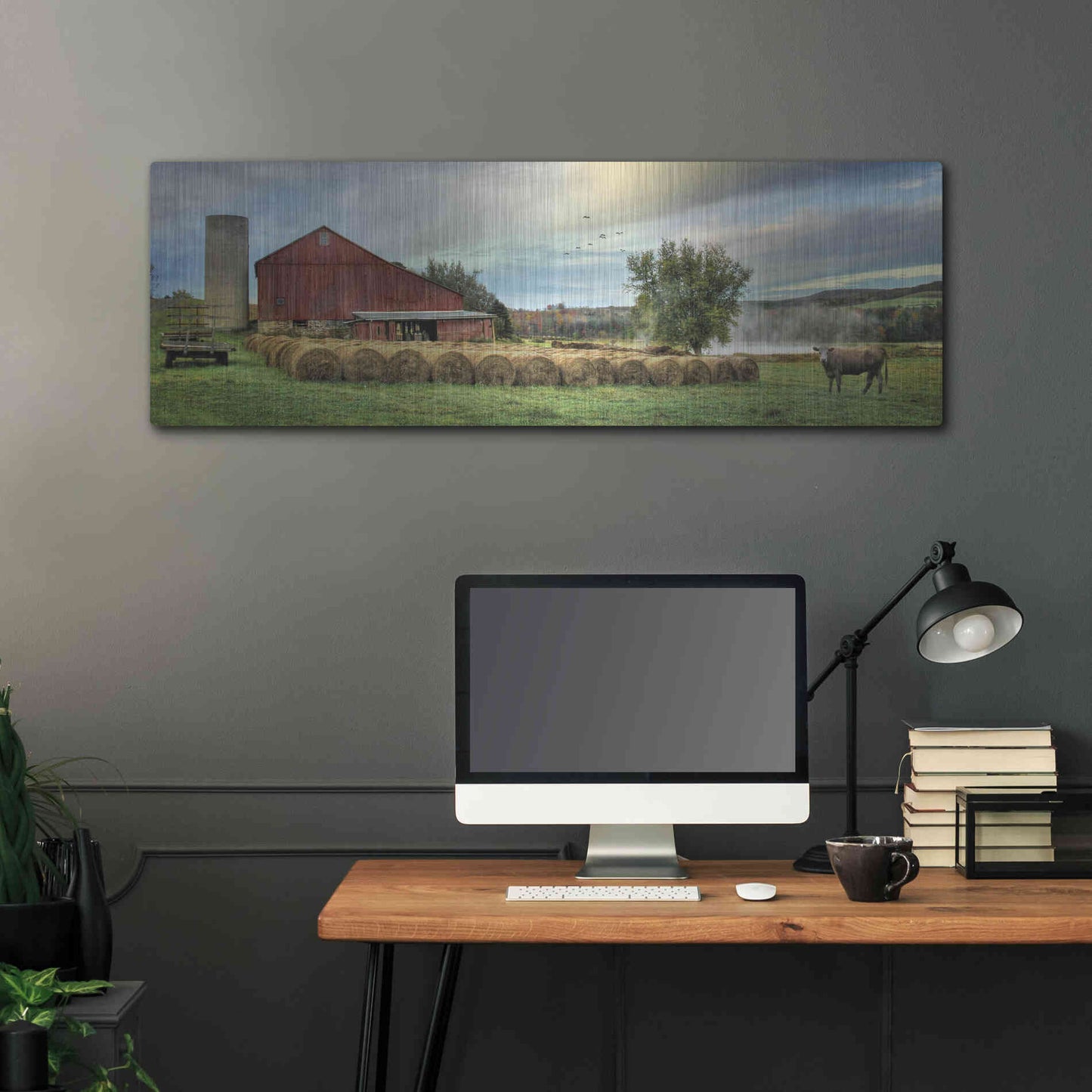 Luxe Metal Art 'Hay Harvest' by Lori Deiter, Metal Wall Art,48x16