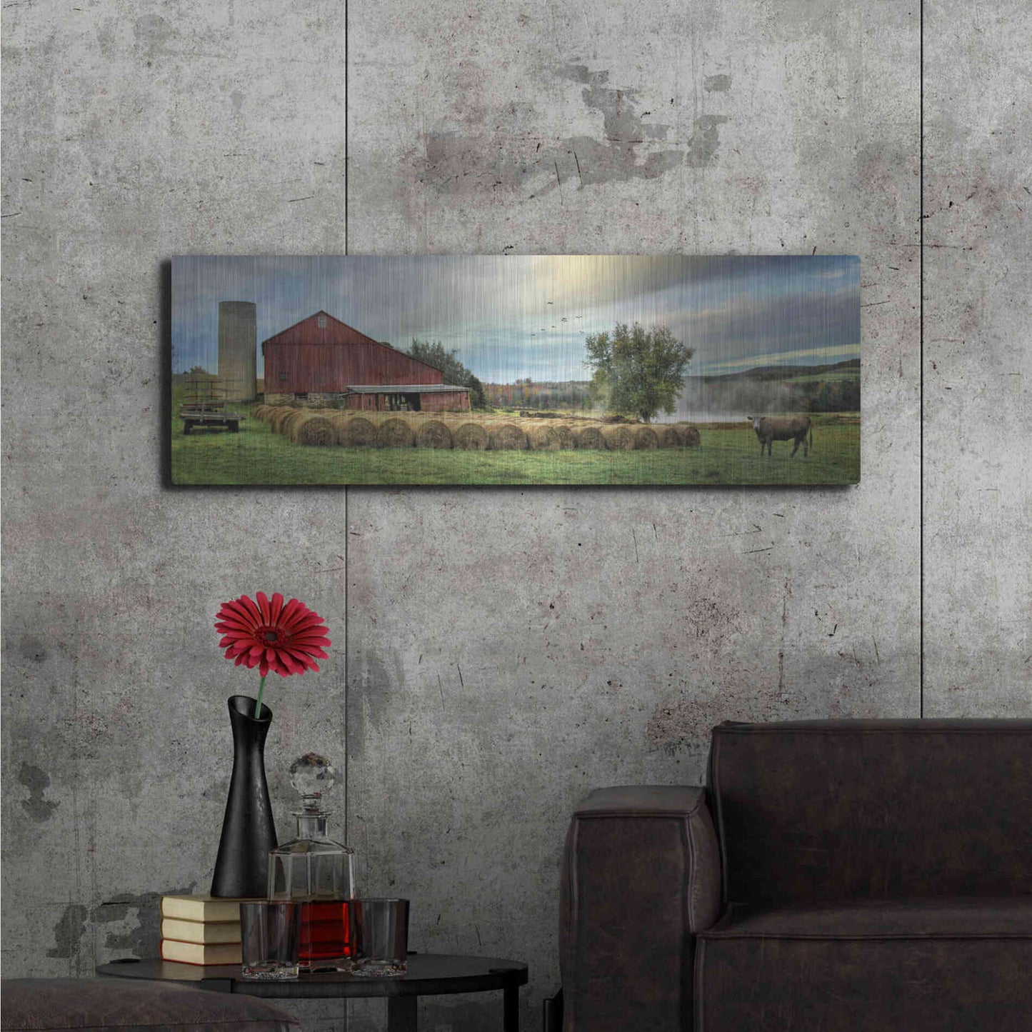 Luxe Metal Art 'Hay Harvest' by Lori Deiter, Metal Wall Art,48x16