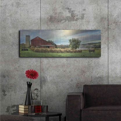 Luxe Metal Art 'Hay Harvest' by Lori Deiter, Metal Wall Art,48x16