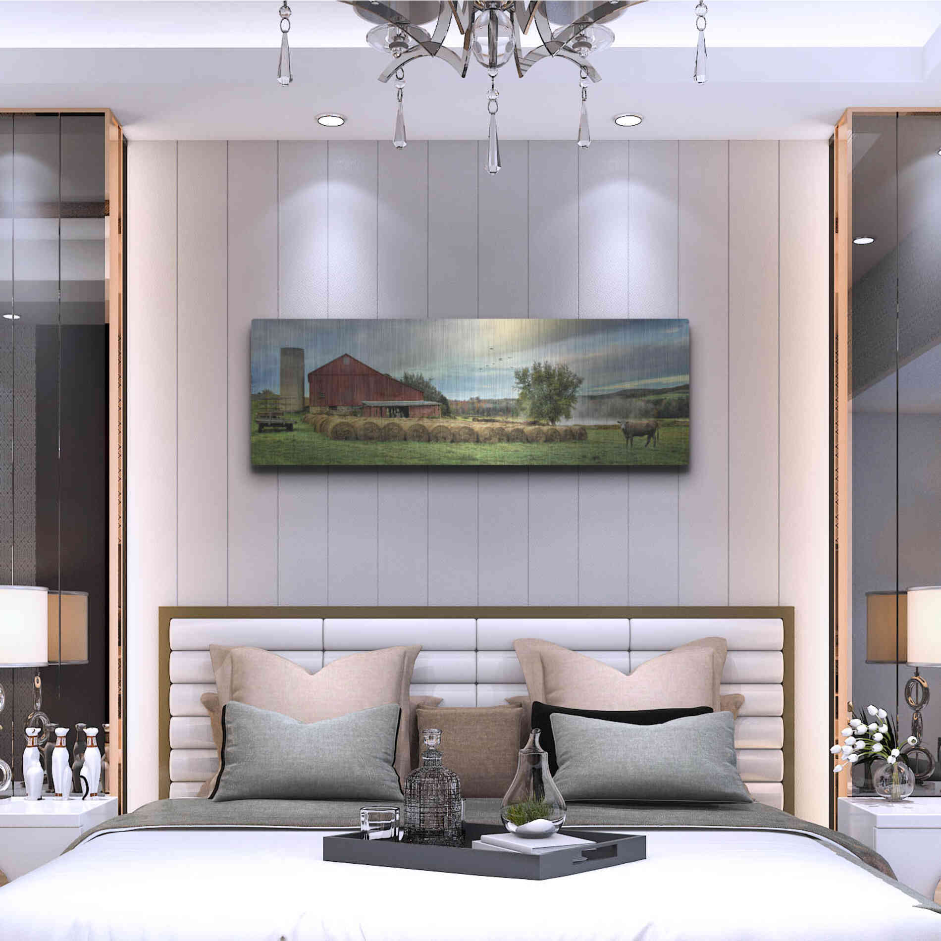 Luxe Metal Art 'Hay Harvest' by Lori Deiter, Metal Wall Art,48x16