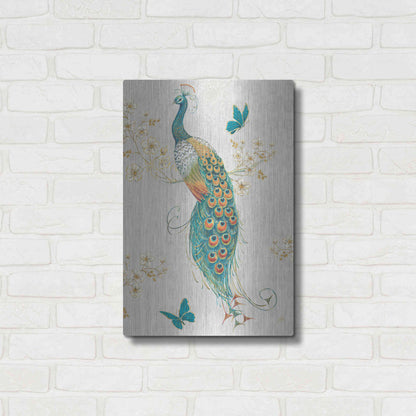 Luxe Metal Art 'Ornate Peacock XA' by Daphne Brissonet, Metal Wall Art,16x24