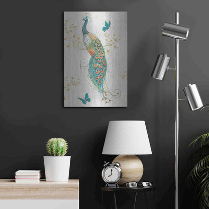 Luxe Metal Art 'Ornate Peacock XA' by Daphne Brissonet, Metal Wall Art,16x24