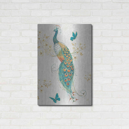 Luxe Metal Art 'Ornate Peacock XA' by Daphne Brissonet, Metal Wall Art,24x36
