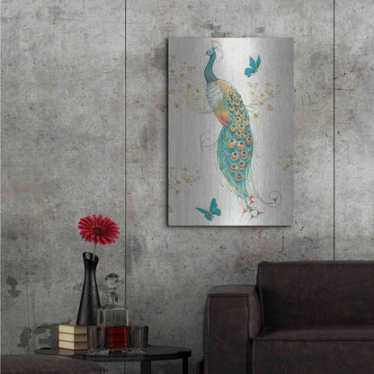 Luxe Metal Art 'Ornate Peacock XA' by Daphne Brissonet, Metal Wall Art,24x36