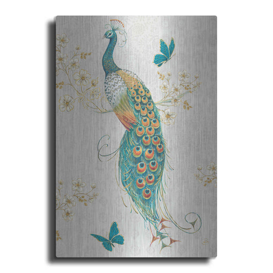 Luxe Metal Art 'Ornate Peacock XA' by Daphne Brissonet, Metal Wall Art