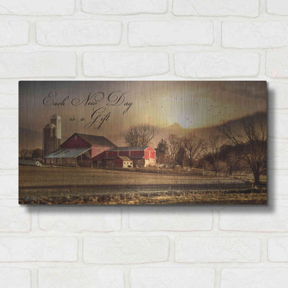 Luxe Metal Art 'Each New Day' by Lori Deiter, Metal Wall Art,24x12
