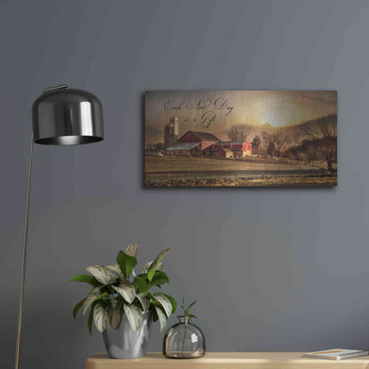 Luxe Metal Art 'Each New Day' by Lori Deiter, Metal Wall Art,24x12