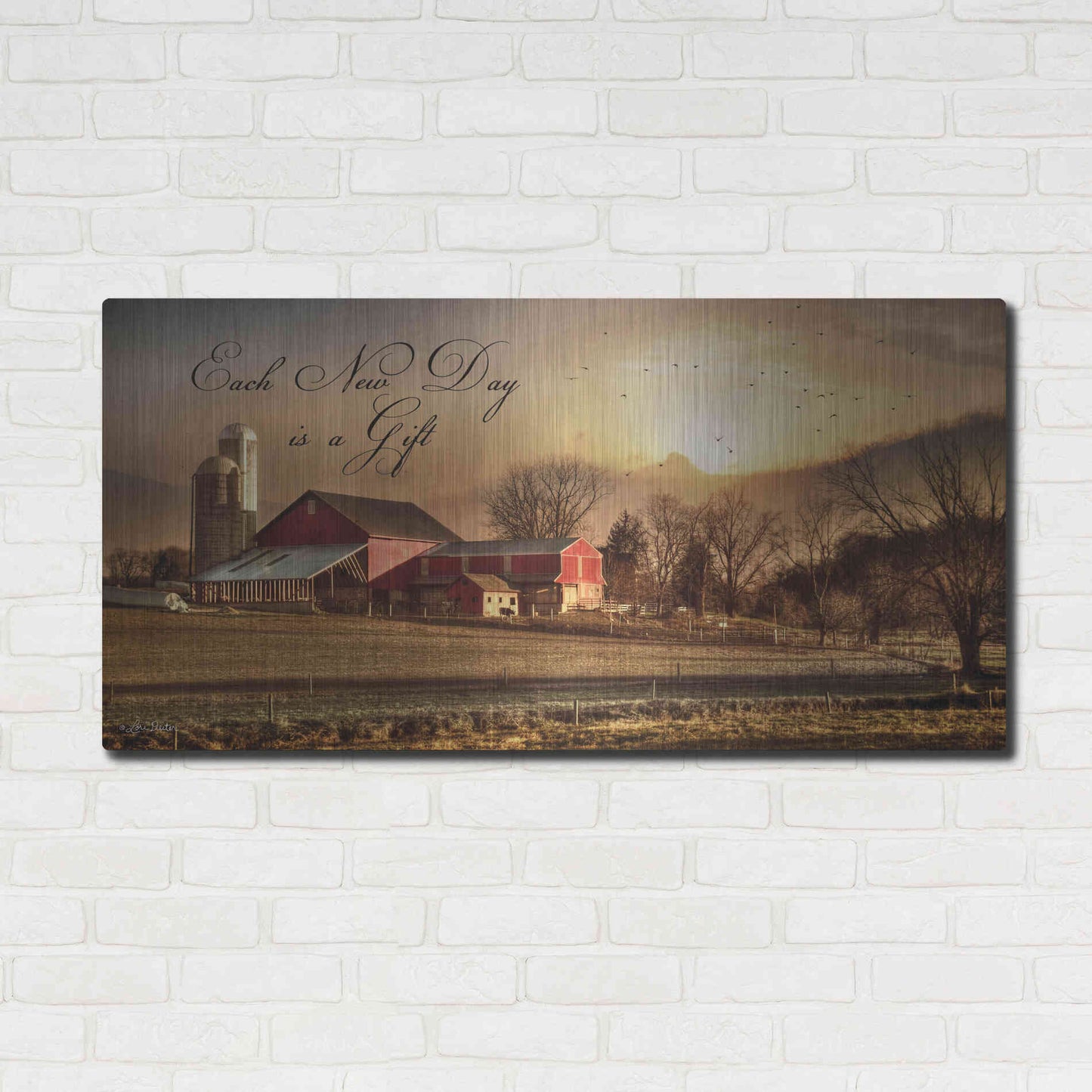 Luxe Metal Art 'Each New Day' by Lori Deiter, Metal Wall Art,48x24