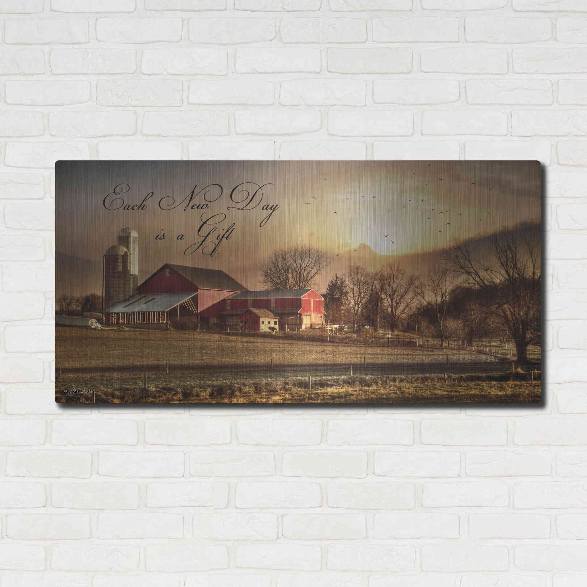 Luxe Metal Art 'Each New Day' by Lori Deiter, Metal Wall Art,48x24