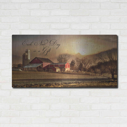 Luxe Metal Art 'Each New Day' by Lori Deiter, Metal Wall Art,48x24