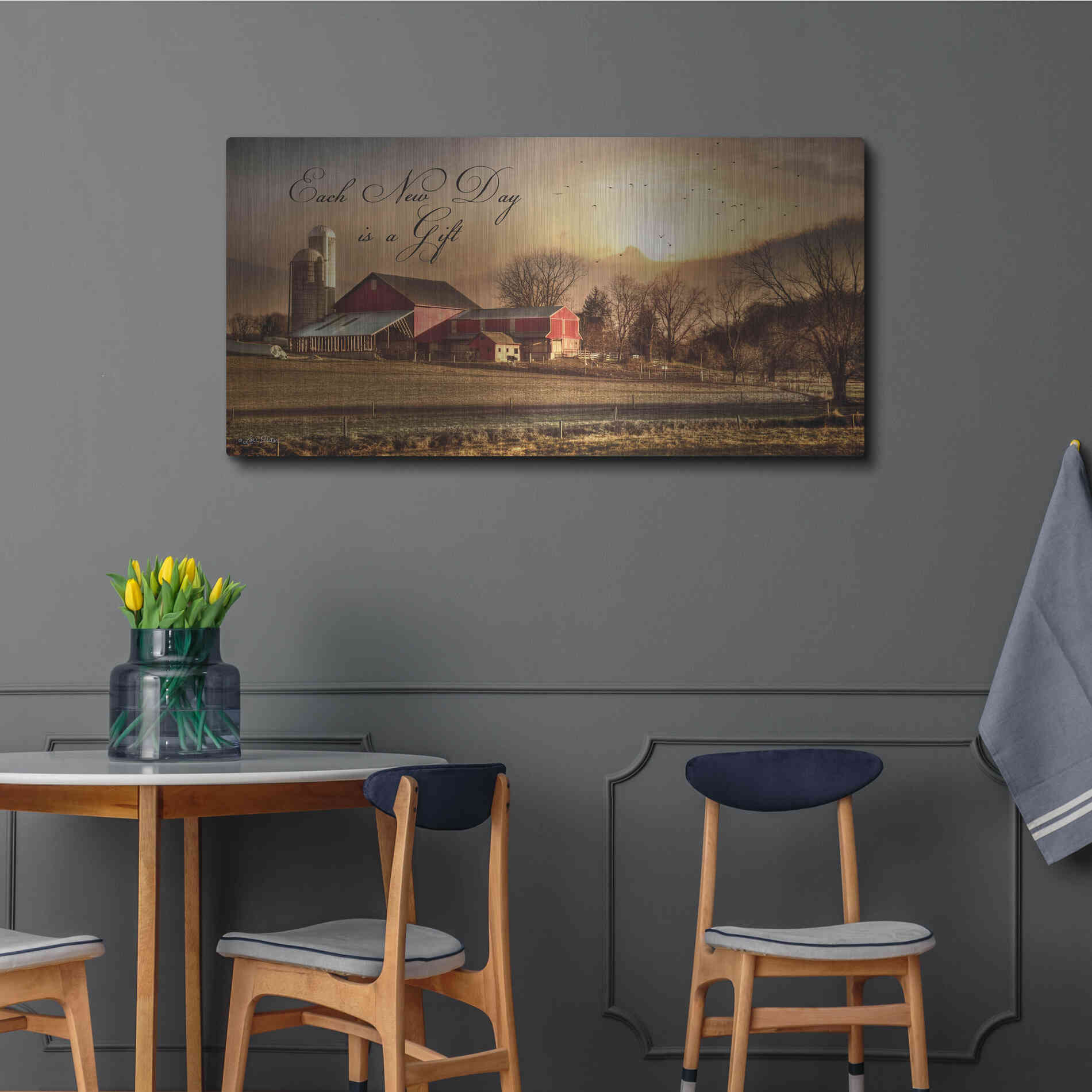 Luxe Metal Art 'Each New Day' by Lori Deiter, Metal Wall Art,48x24