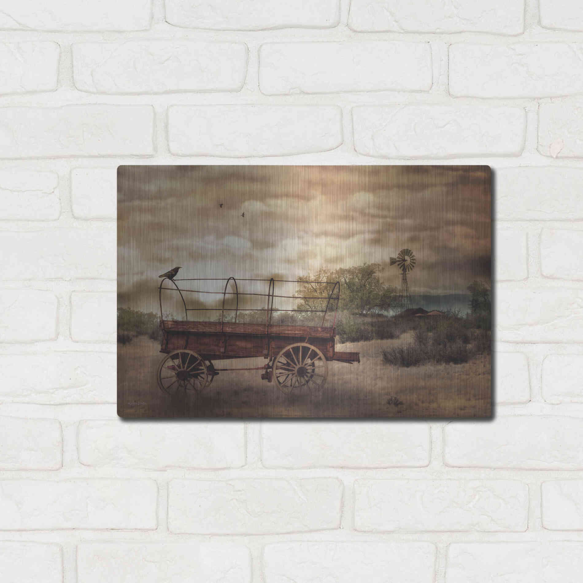 Luxe Metal Art 'Desert Wagon' by Lori Deiter, Metal Wall Art,16x12