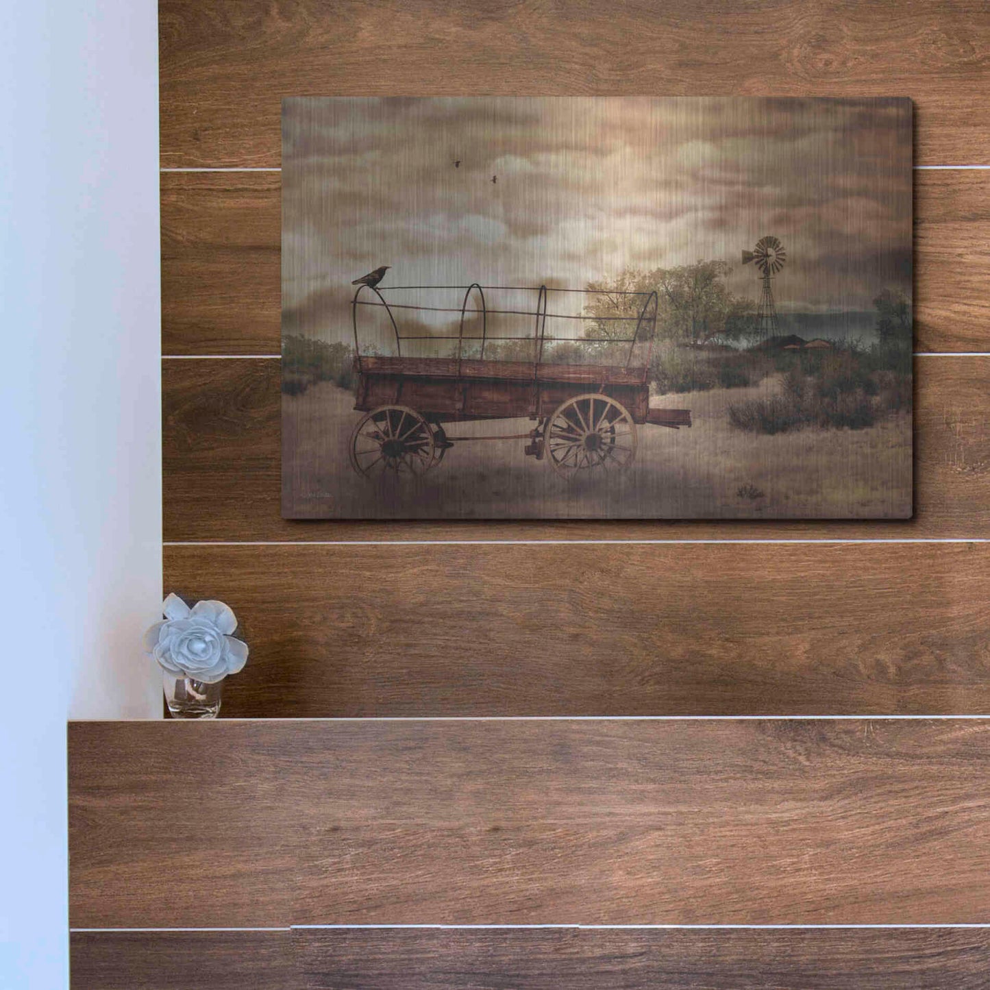 Luxe Metal Art 'Desert Wagon' by Lori Deiter, Metal Wall Art,16x12