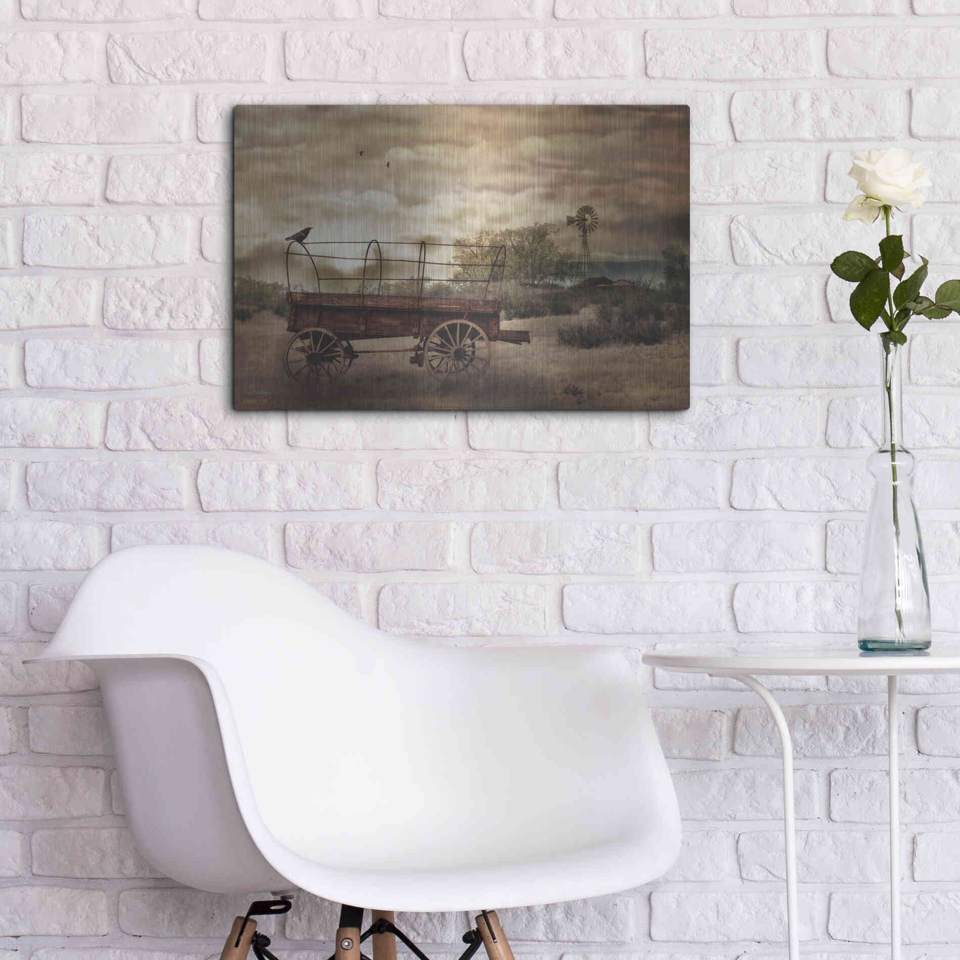 Luxe Metal Art 'Desert Wagon' by Lori Deiter, Metal Wall Art,24x16