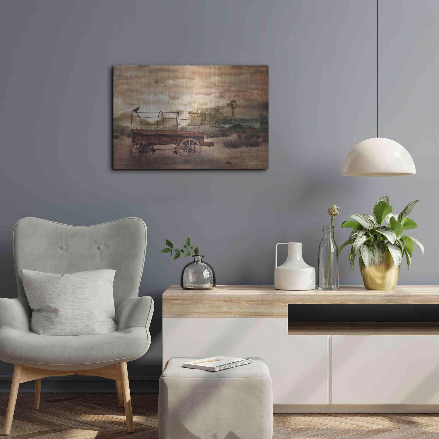 Luxe Metal Art 'Desert Wagon' by Lori Deiter, Metal Wall Art,24x16