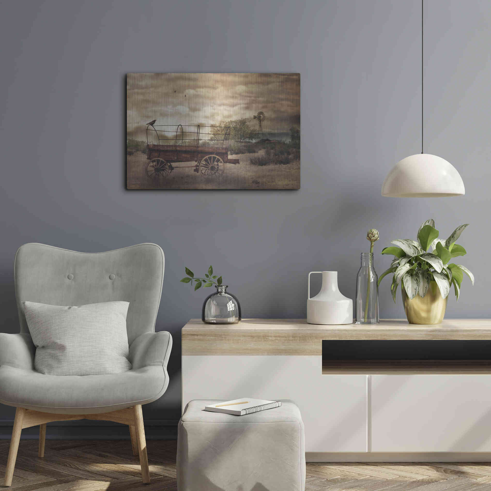 Luxe Metal Art 'Desert Wagon' by Lori Deiter, Metal Wall Art,24x16