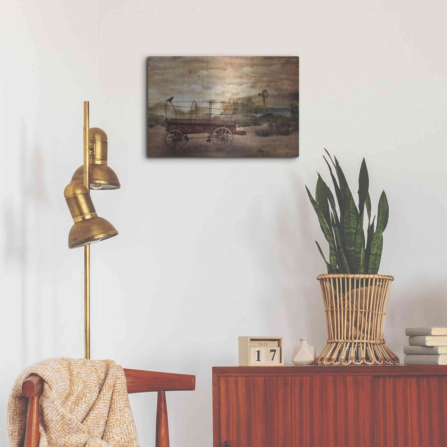 Luxe Metal Art 'Desert Wagon' by Lori Deiter, Metal Wall Art,24x16