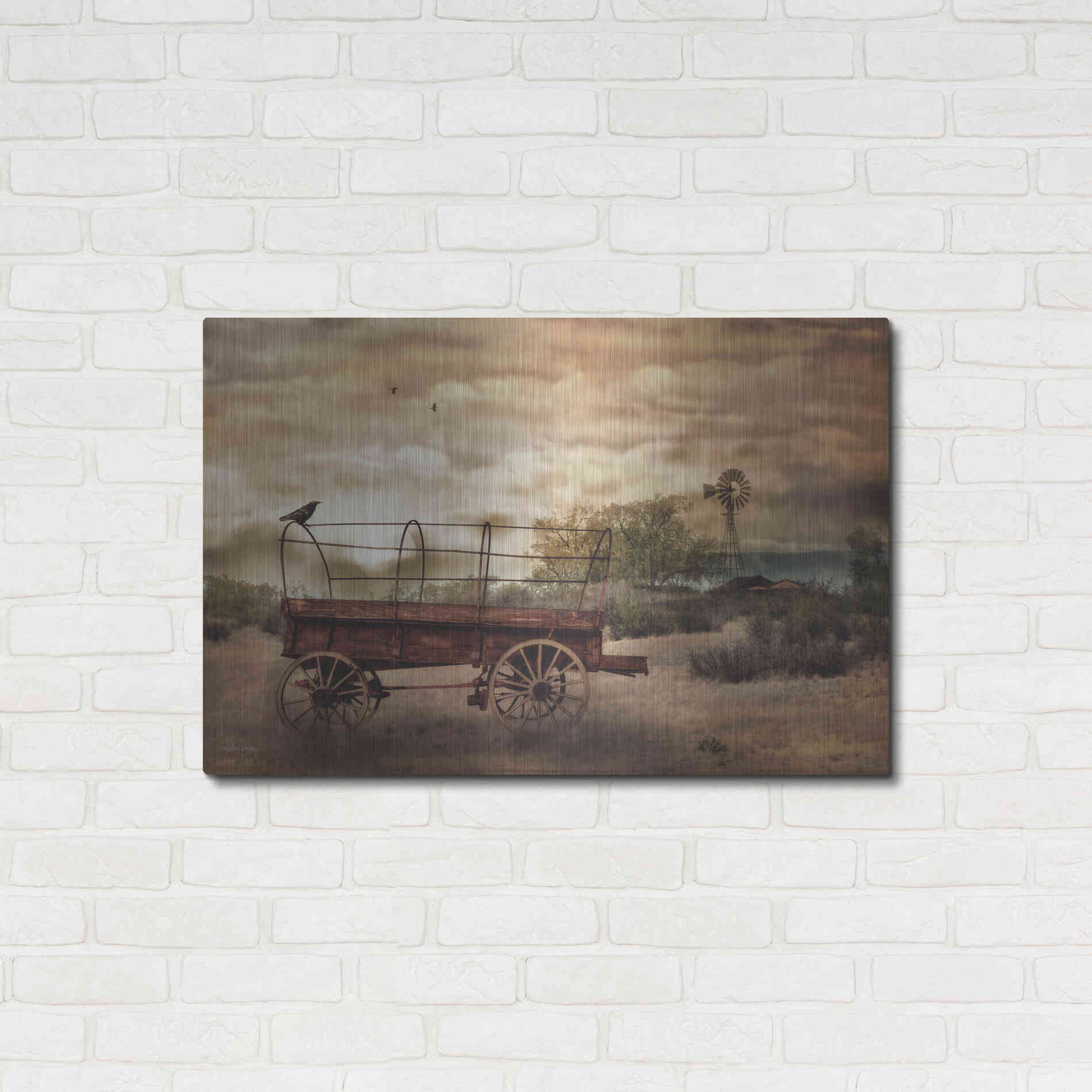 Luxe Metal Art 'Desert Wagon' by Lori Deiter, Metal Wall Art,36x24