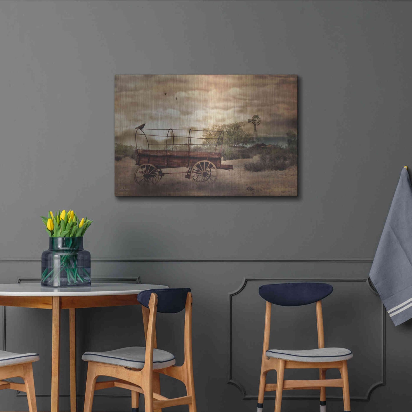 Luxe Metal Art 'Desert Wagon' by Lori Deiter, Metal Wall Art,36x24